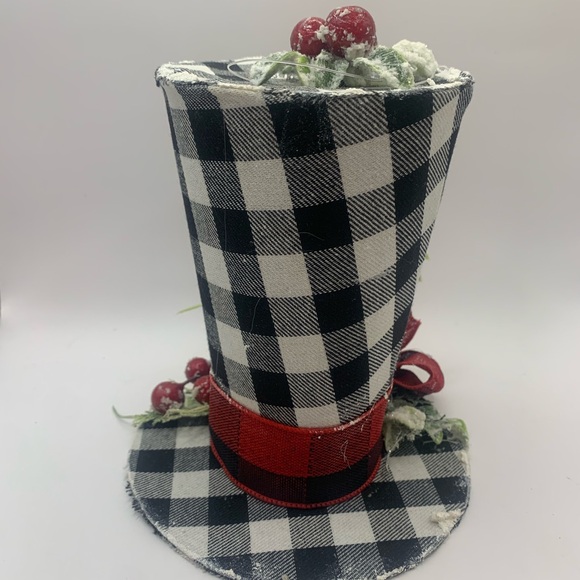 Christmas Tabletop Decoration/Lg Ornament/Tree Topper Black/White Buffalo Check - Picture 6 of 10